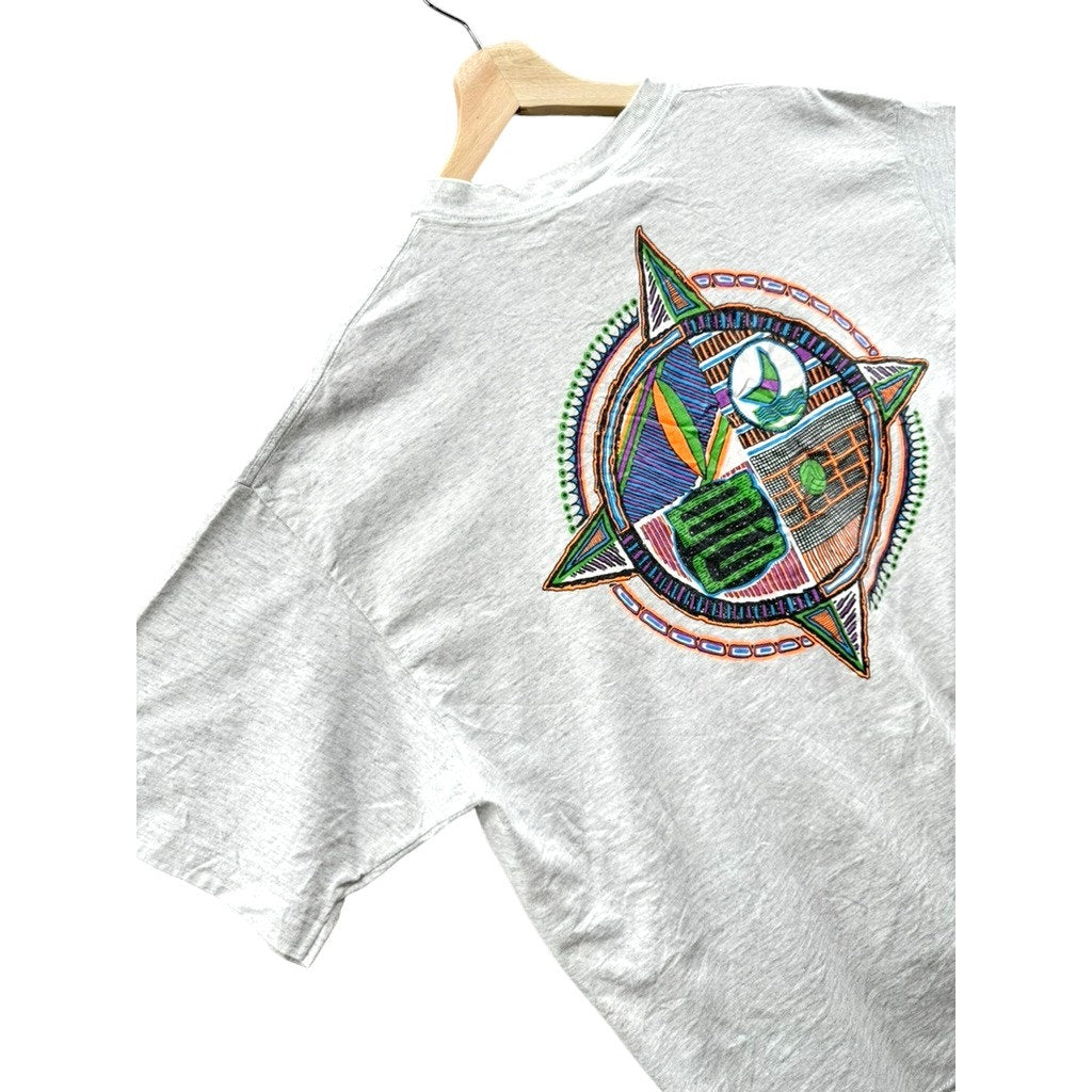 Vintage 1990's Beach Gear Tribal Surf Graphic T-Shirt