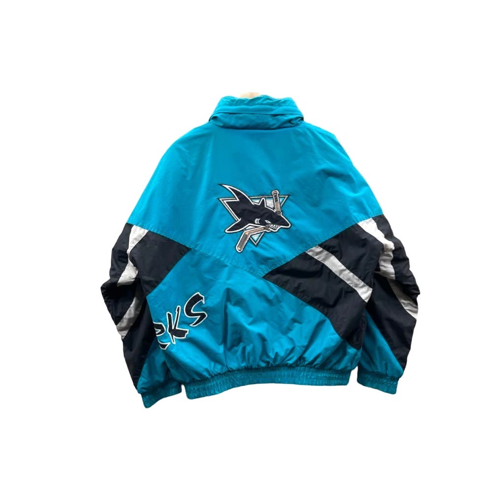 Vintage 1990's San Jose Sharks NHL Quilted Hooded Jacket