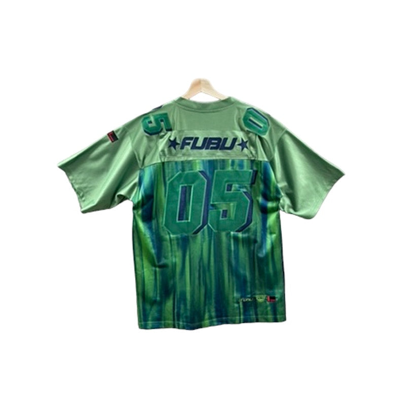 Vintage 1990's FUBU Sport Green Tie Dye Mesh Football Jersey