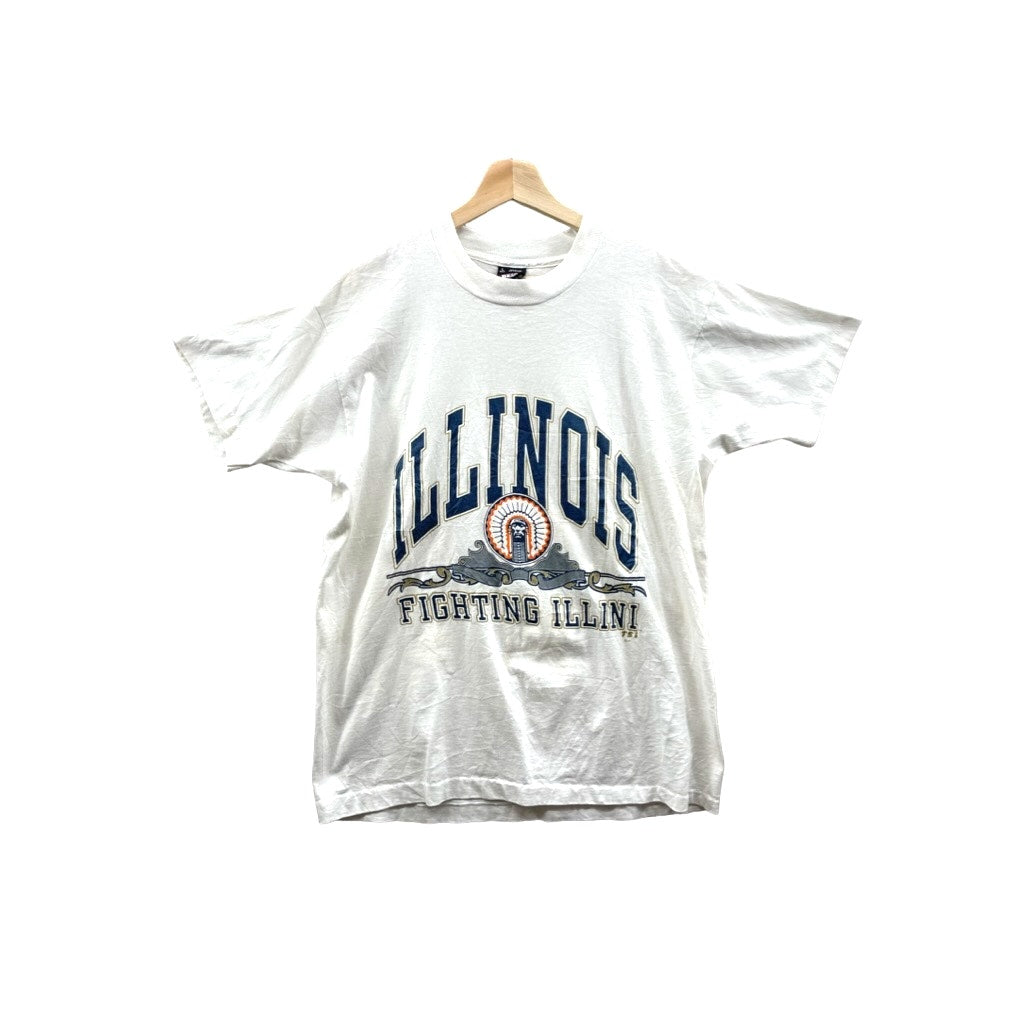 Vintage 1990's Illinois University Fighting Illini College Logo T-Shirt