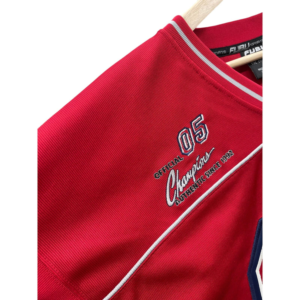 Vintage Fubu The Collection Red Knit Embroidered Football Jersey