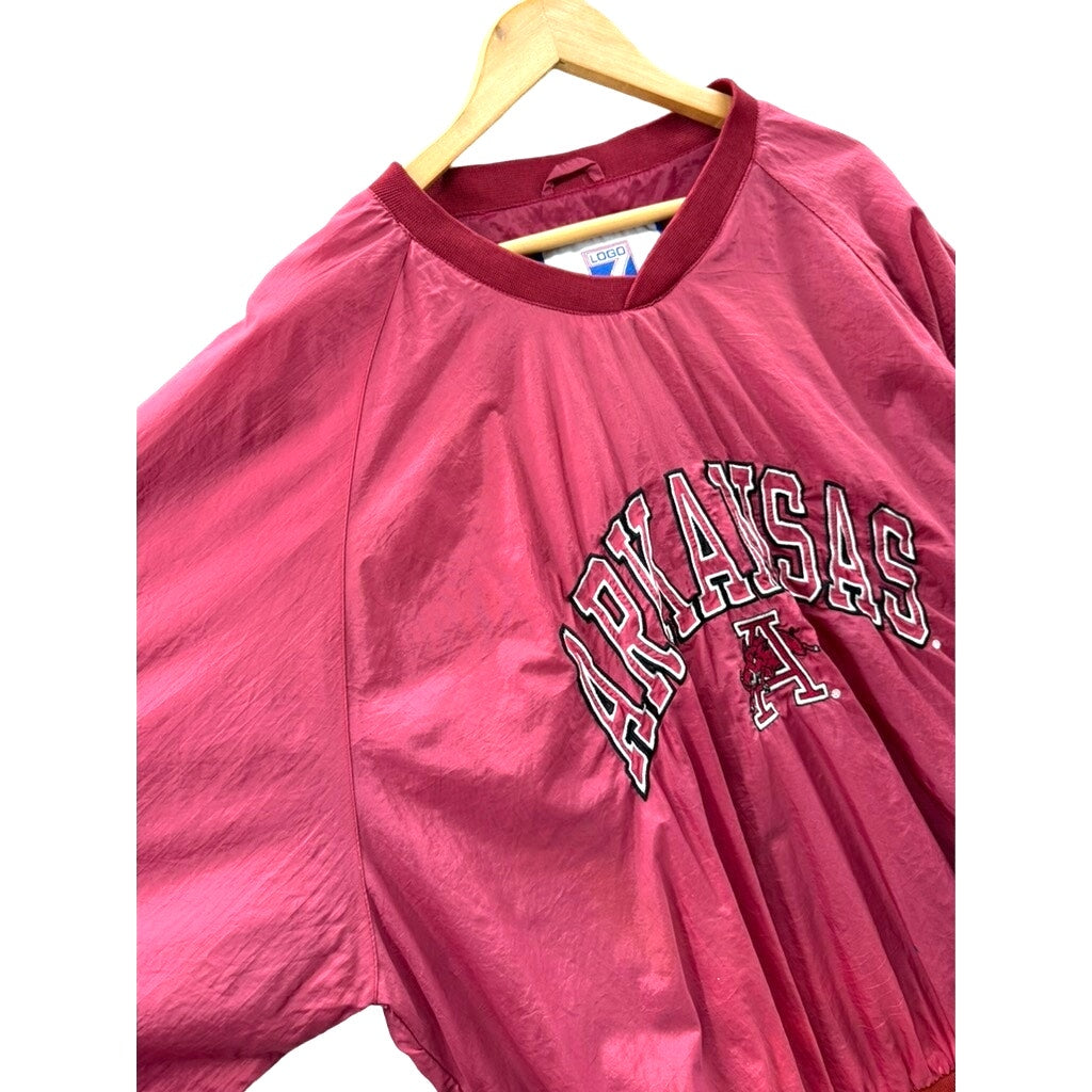 1990's Logo 7 Arkansas University Distressed Pullover Windbreaker