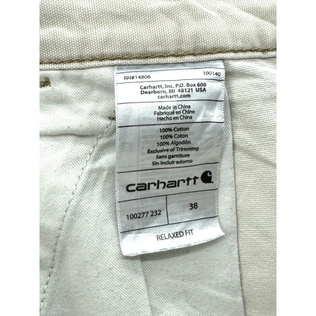 Vintage Carhartt Mens Relaxed Fit Natural Cargo Shorts 38W