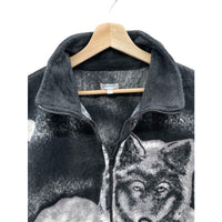Vintage 1990's Damart Mountain Wolf AOP Animal Full Zip Fleece Jacket