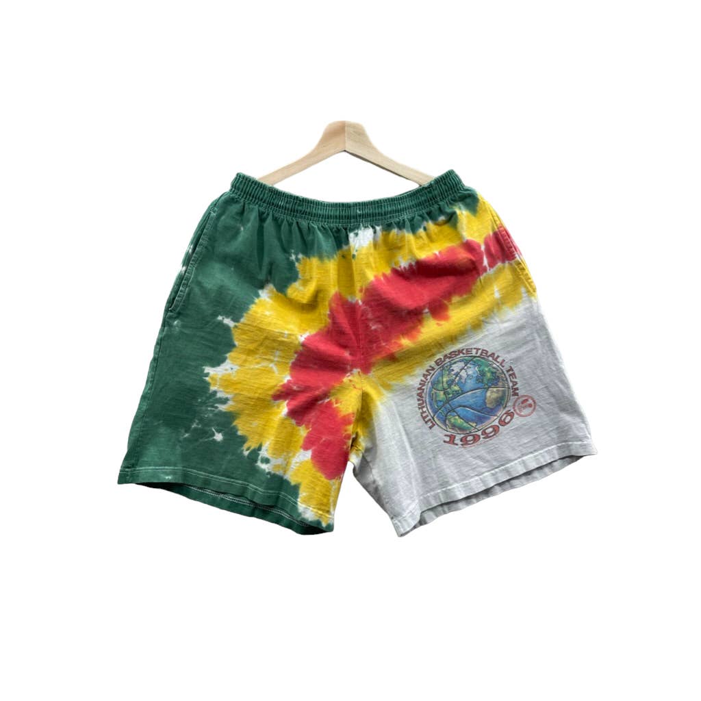 Vintage 1996 Lithuania Basketball Team Grateful Dead Tie-Dye Shorts