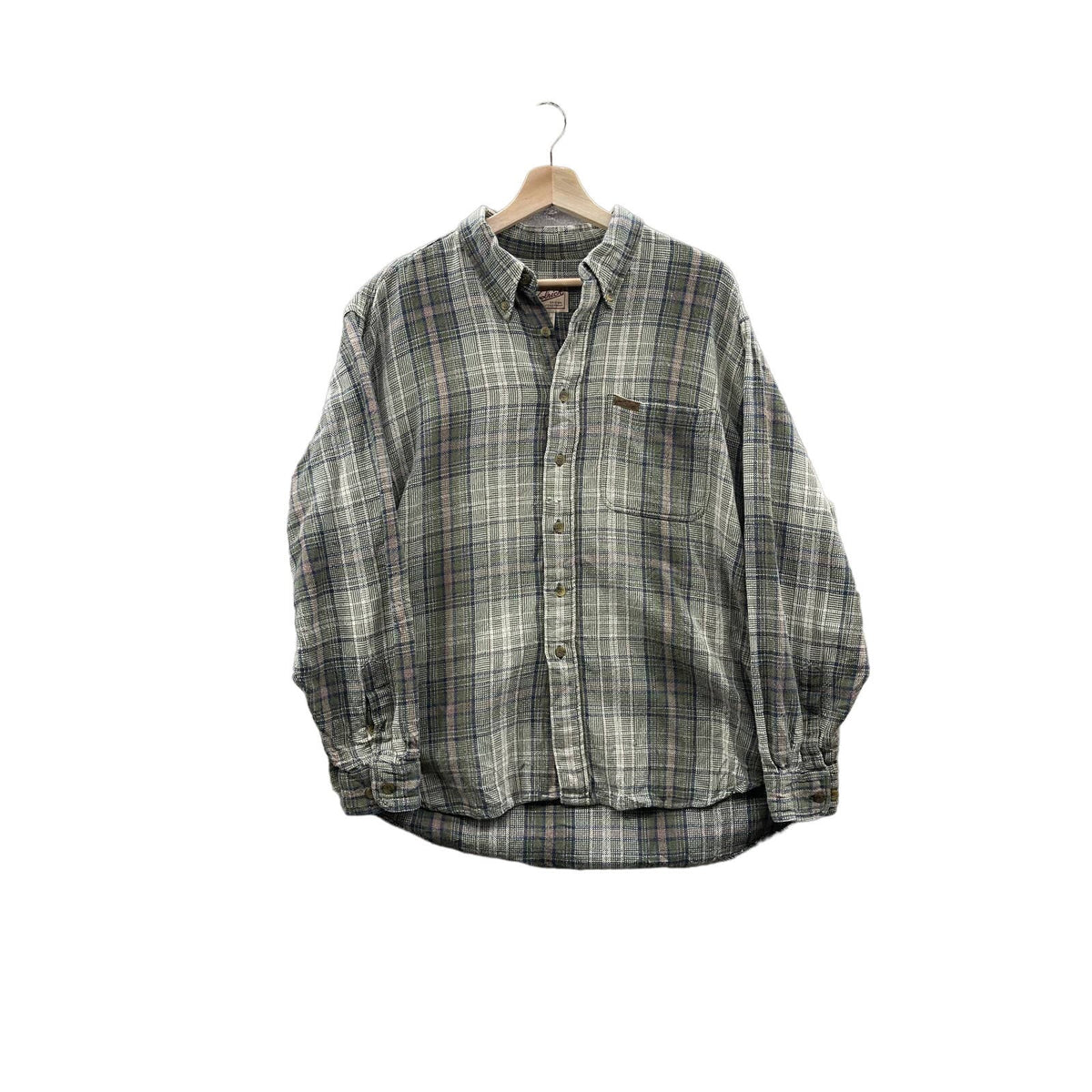 Vintage Woolrich Men's Green Outdoor Flannel Button Down L/S Shirt