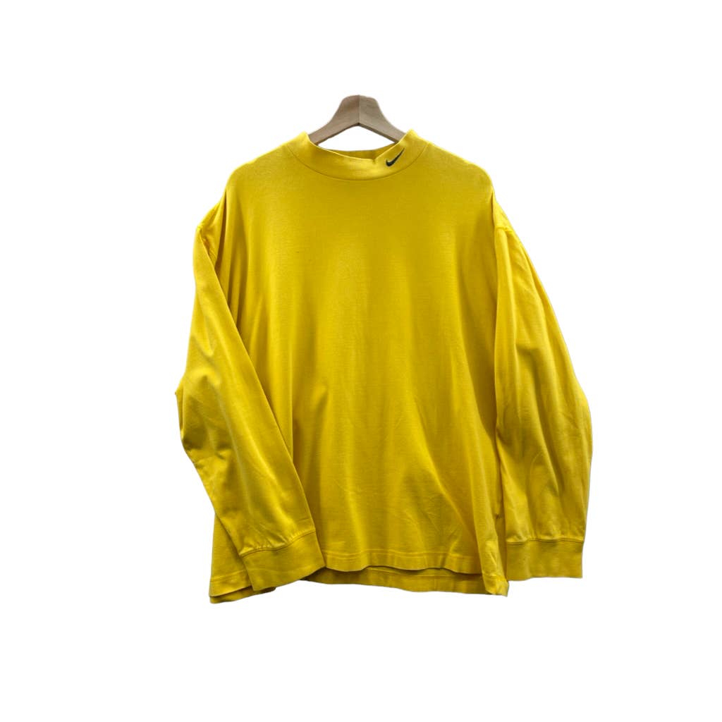 Vintage 2000's Nike Swoosh Yellow Mockneck Longsleeve T-Shirt