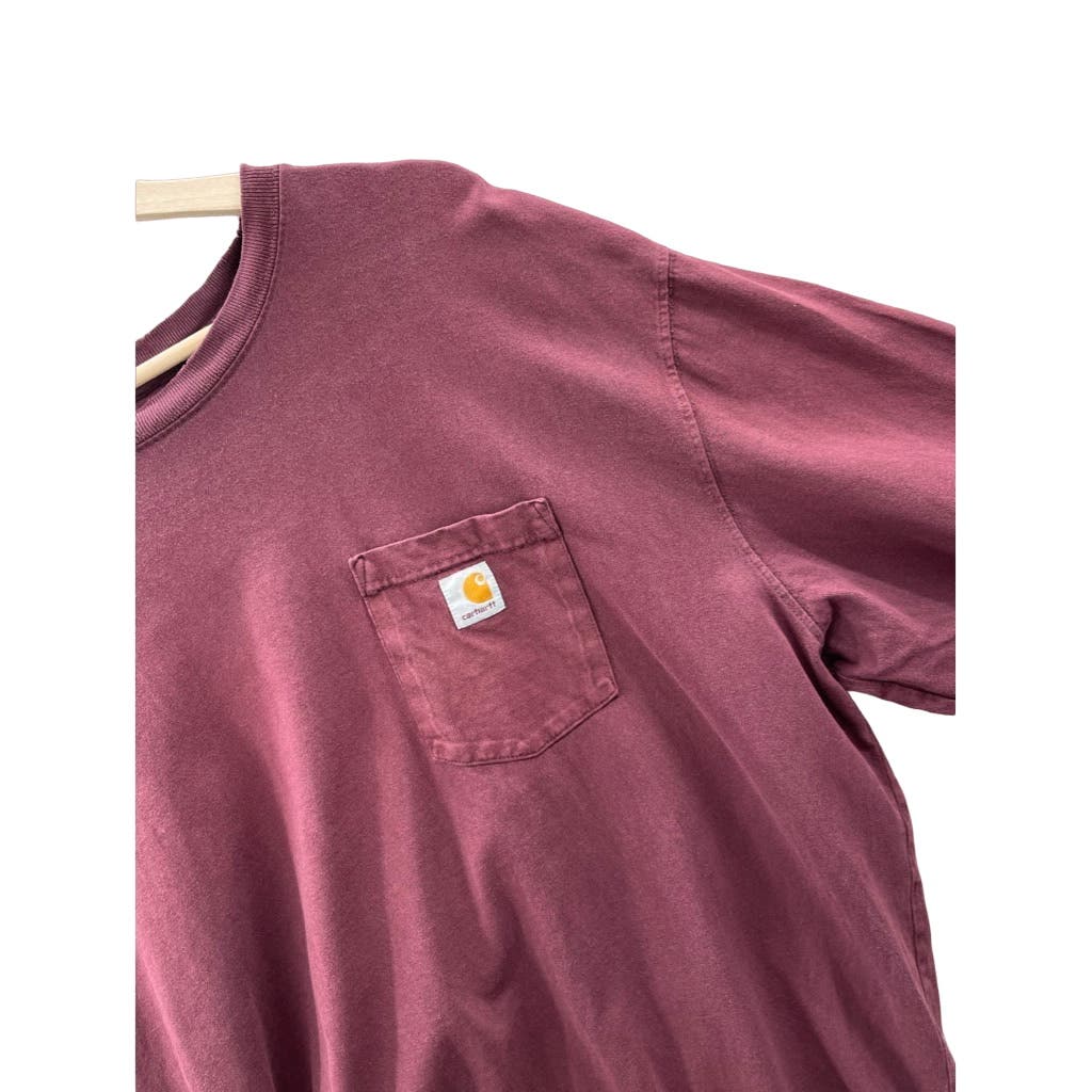 Vintage Carhartt Essential Burgundy L/S Pocket T-Shirt