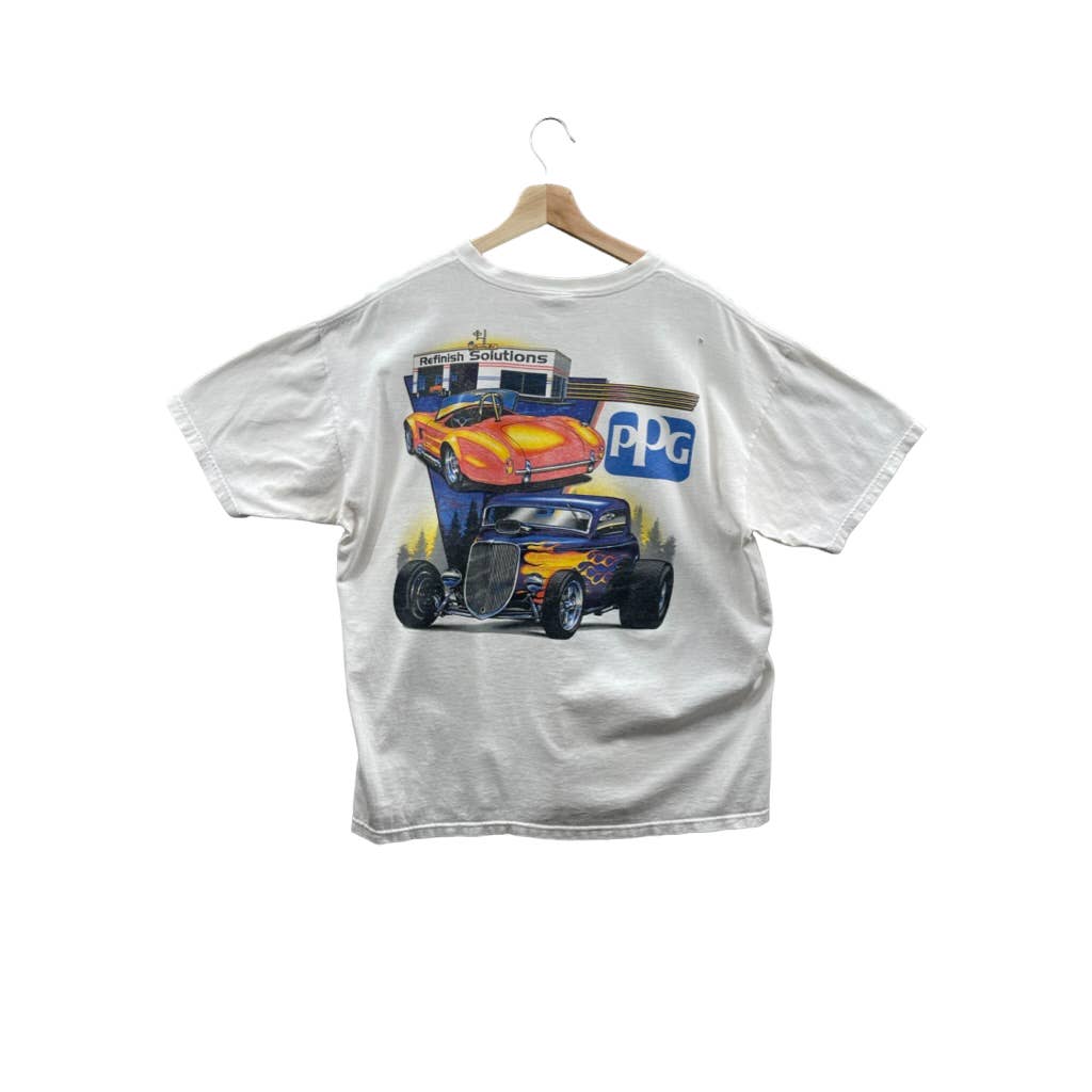 Vintage 1990's PPG Refinish Solutions Auto Shop Racing Graphic T-Shirt
