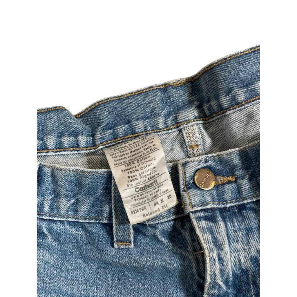 Vintage Carhartt Distressed Blue Carpenter Denim Jeans 44x30