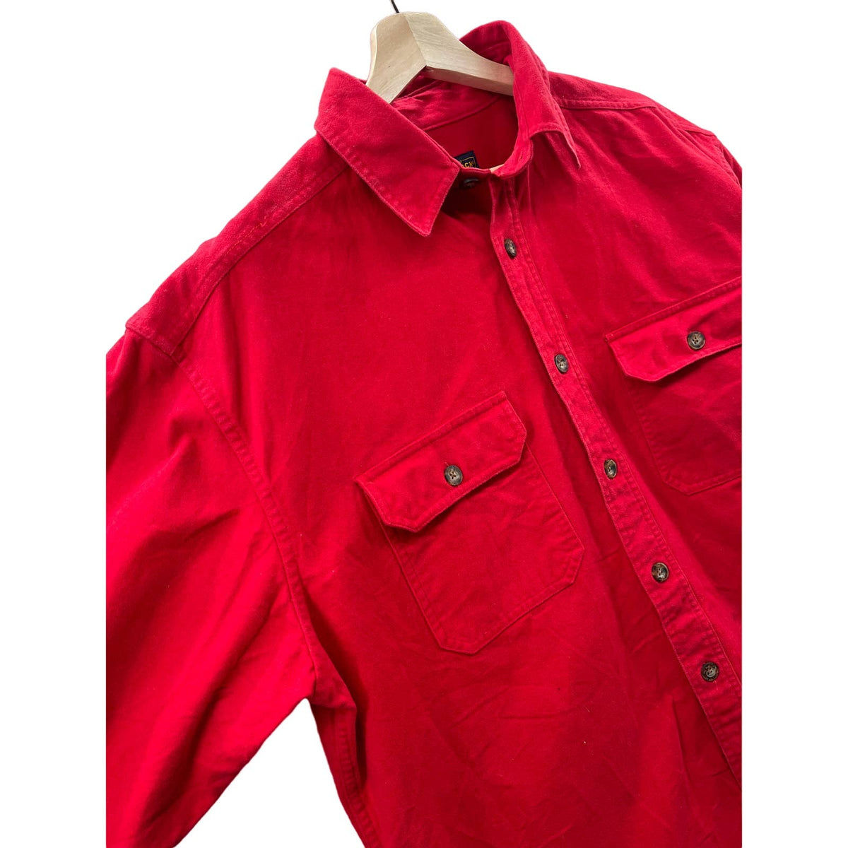 Vintage Woolrich Men's Red Chamois Button Up L/S Shirt