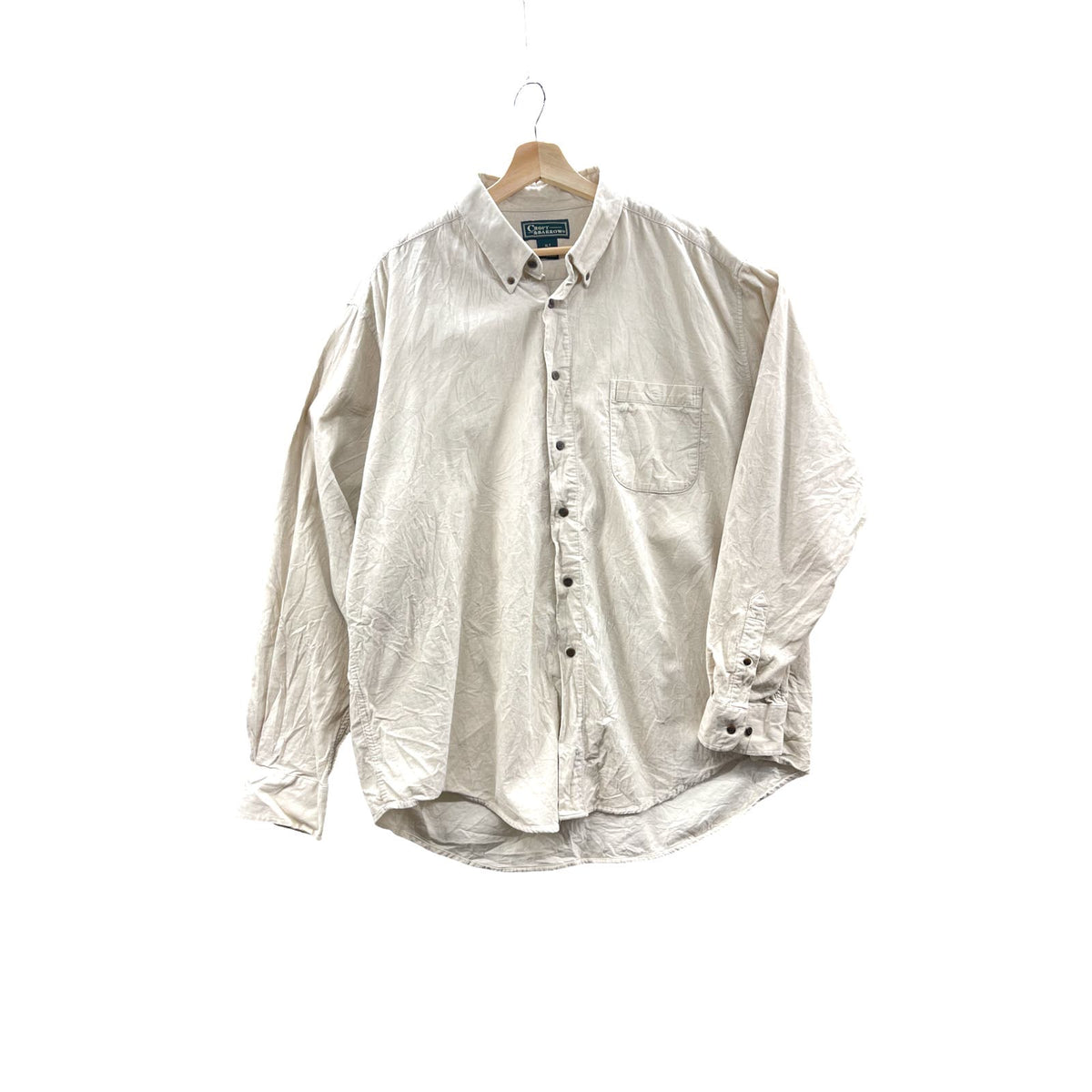 Vintage 1990's Croft & Barrow Light Beige Corduroy Button Down L/S Shirt