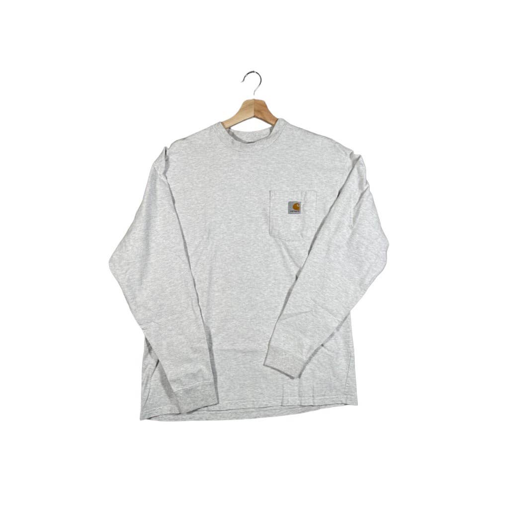 Vintage 1990's Carhartt Heather Grey Longsleeve Pocket T-Shirt