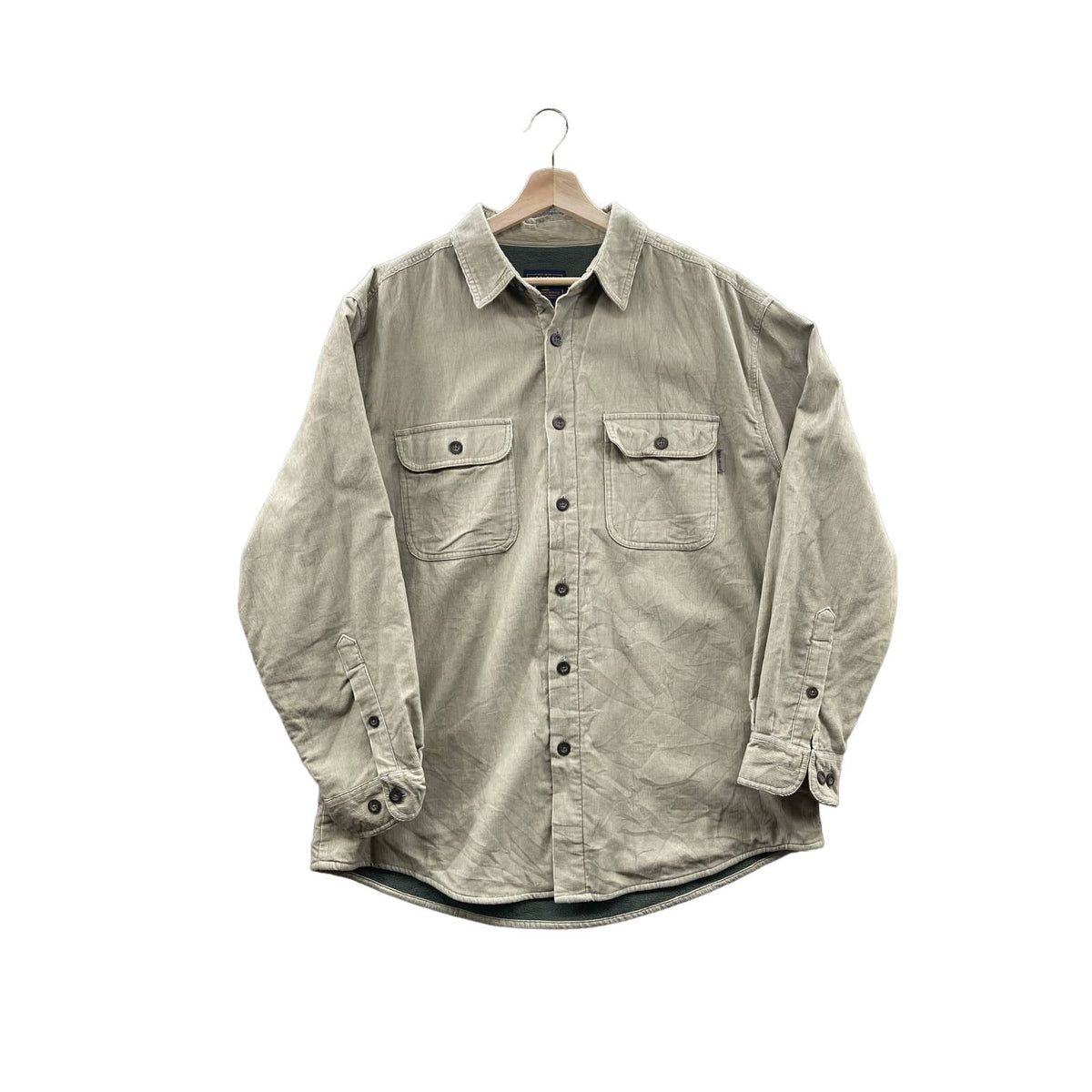 Vintage Woolrich Men's Sherpa Lined Tan Corduroy Button Up L/S Shirt