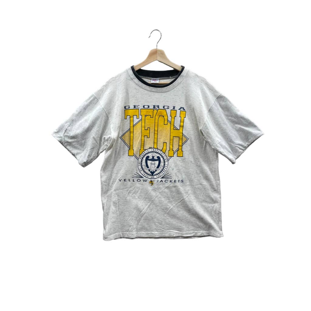 Vintage 1990's Georgia Tech University College Crest Logo T-Shirt