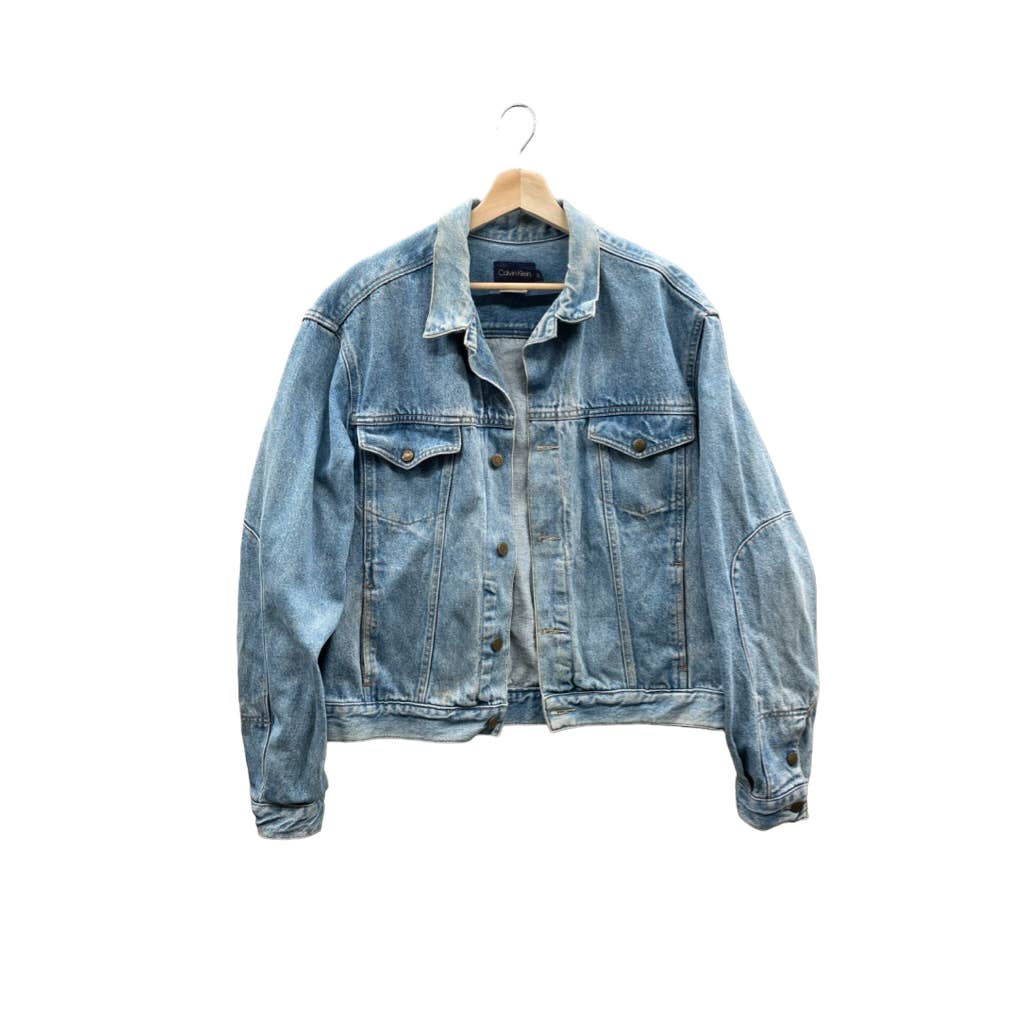 Vintage 1990's Calvin Klein Light Wash Denim Trucker Jacket