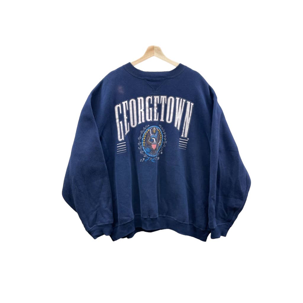 Vintage 1990's Georgetown Hoyas College Crest Logo Crewneck