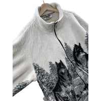 Vintage 1990's Glacier Gear Outdoor Wolf Full Zip Fleece Jacket