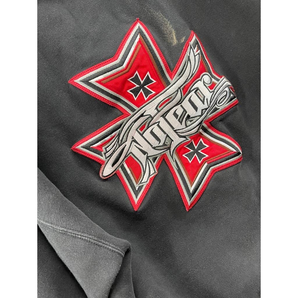 Vintage 1990's No Fear Distressed Embroidered Center Logo Hoodie