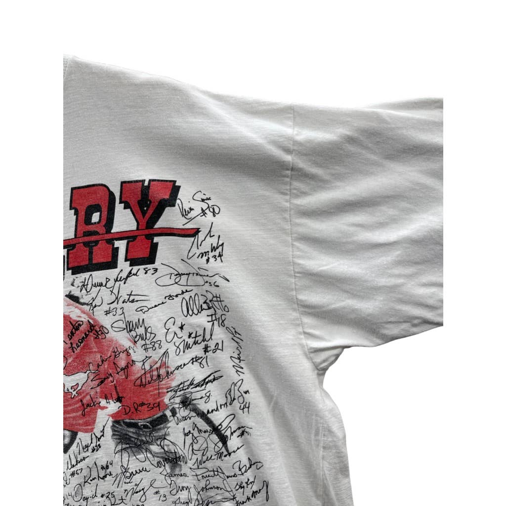 Vintage 1990's Calgary Stampeders Canadian Football Signature Graphic T-Shirt