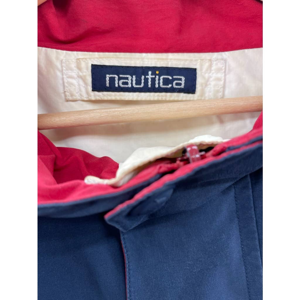 Vintage 1990's Nautica Blue Water Challenge Reversible Zip Up Rain Jacket