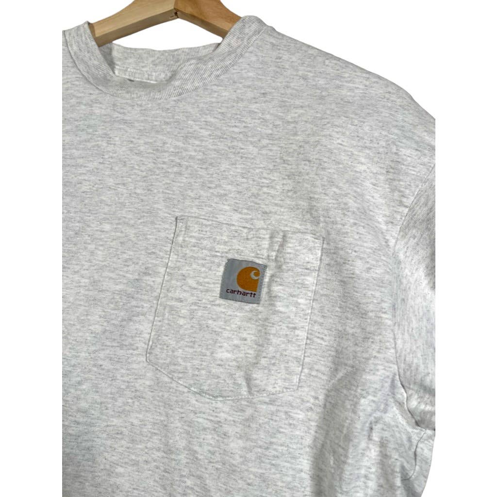 Vintage 1990's Carhartt Heather Grey Longsleeve Pocket T-Shirt