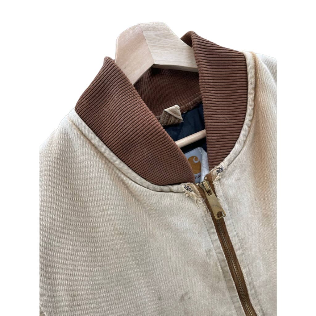Vintage 1990's Carhartt Distressed Quilt Lined Duck Canvas Vest