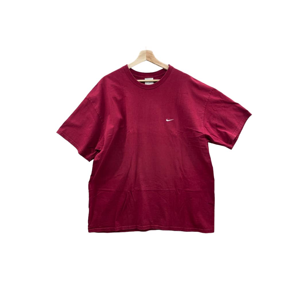 Vintage 2000's Nike Burgundy Corner Swoosh Logo T-Shirt