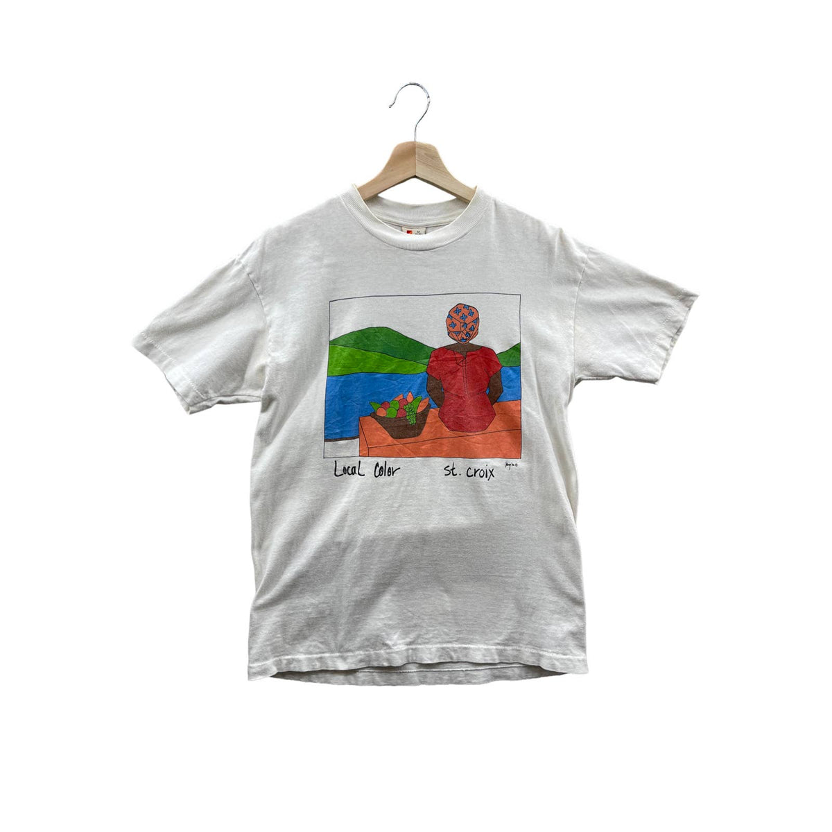 Vintage 1990's Local Color St. Croix Art Graphic T-Shirt