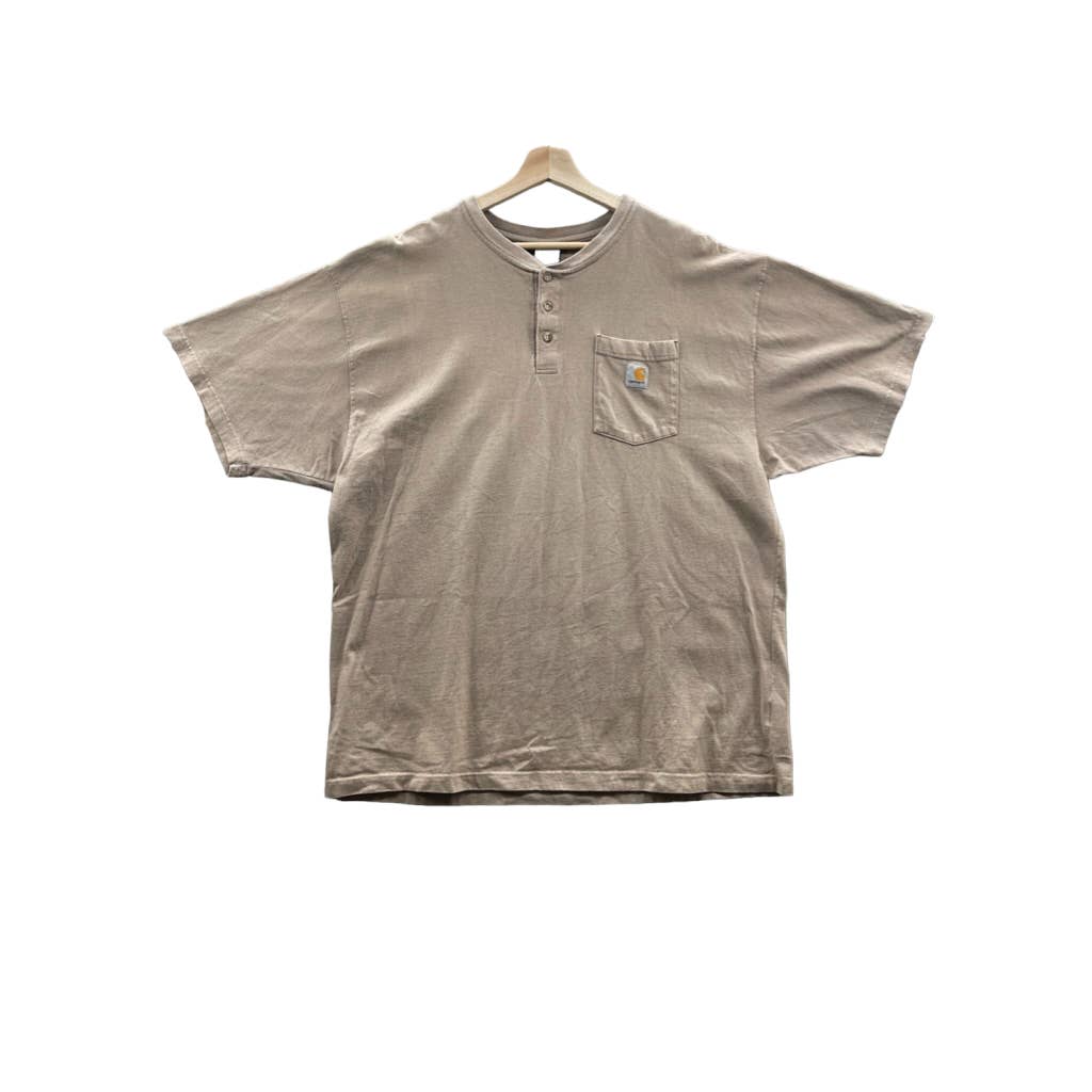 Vintage 1990's Carhartt Tan Henley Pocket T-Shirt