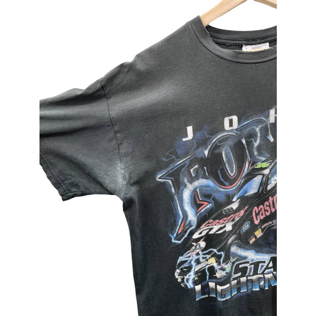 Vintage 2000's John Force Racing Staged Lightning Distressed Graphic Tee