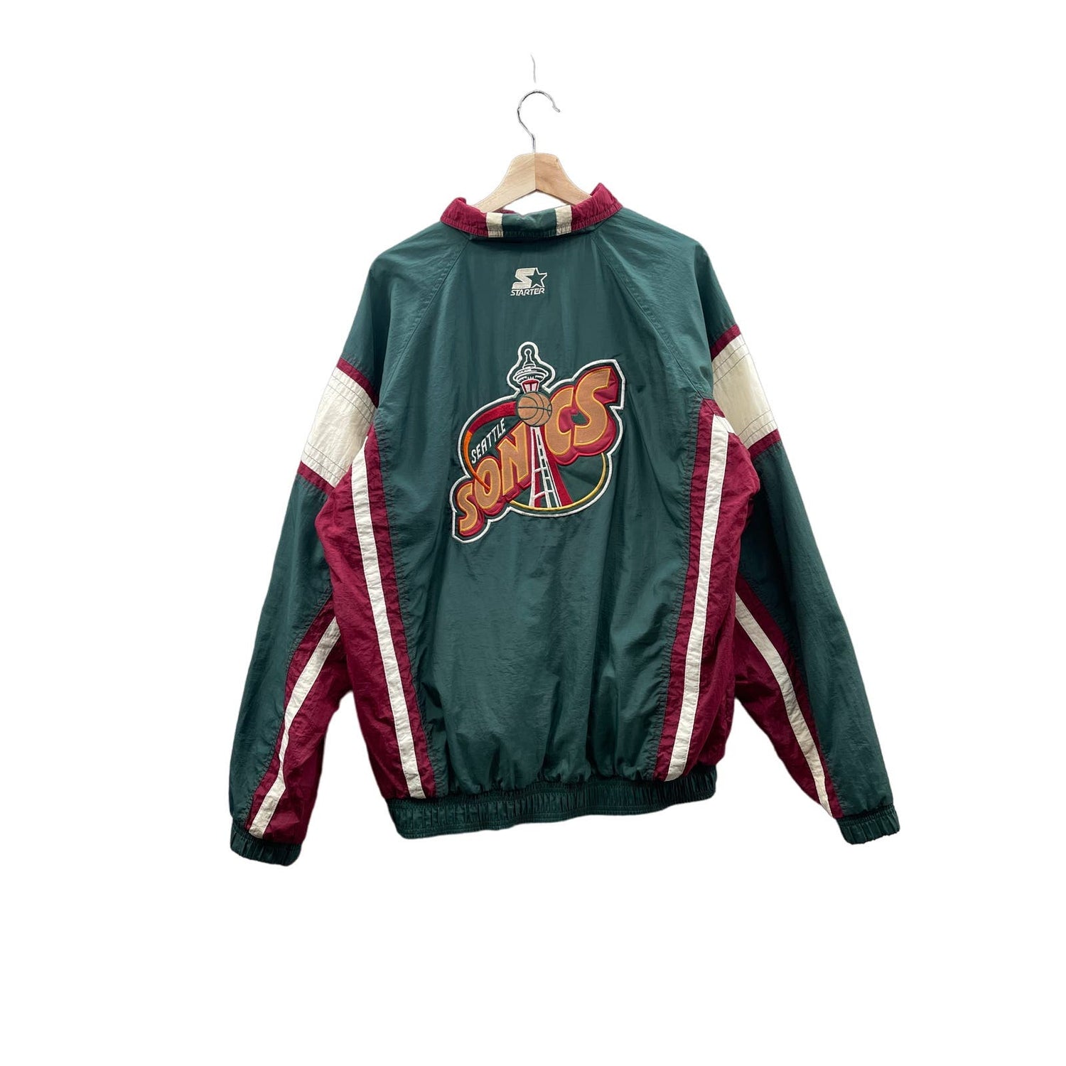 Vintage 1990's Starter Seattle Supersonics Embroidered Windbreaker