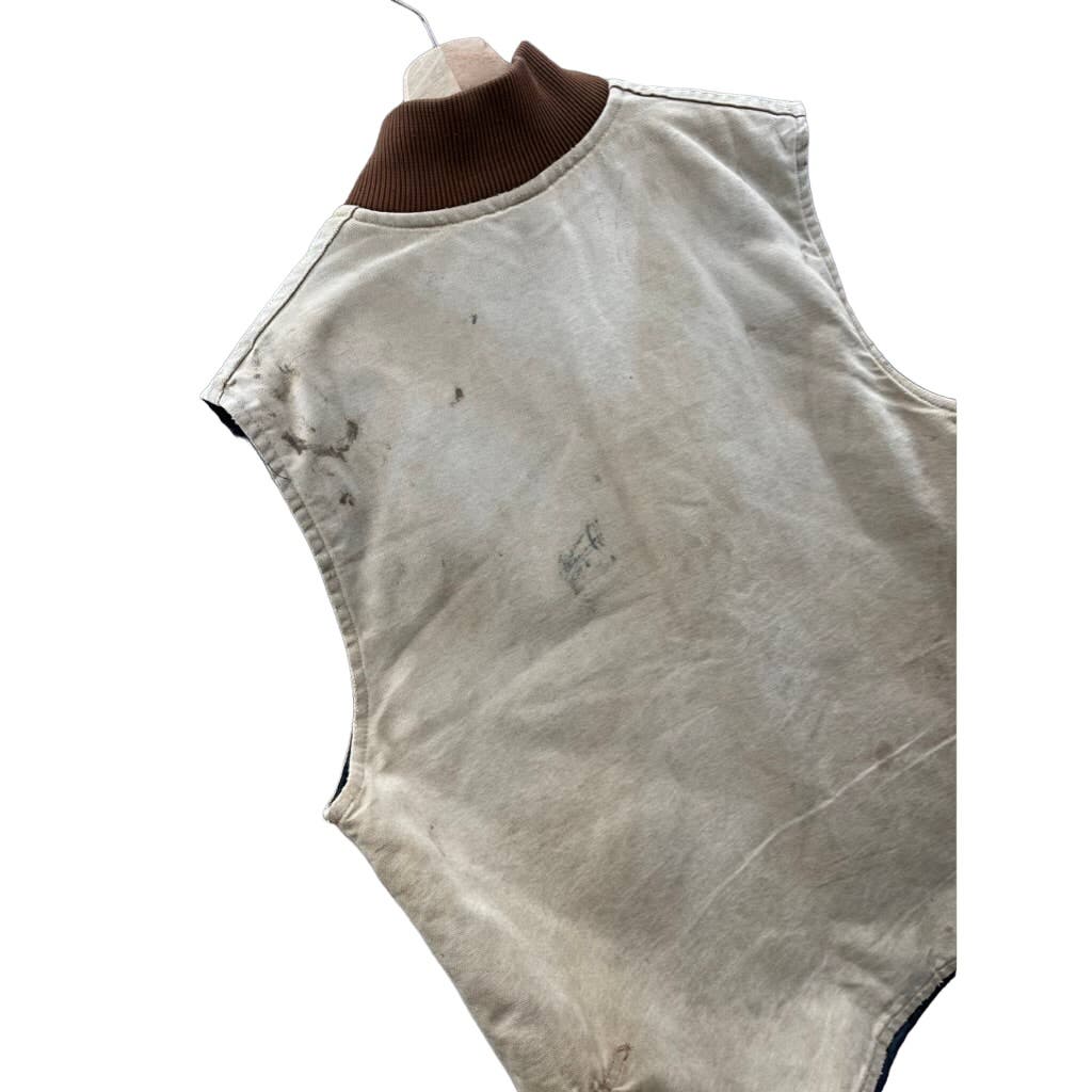 Vintage 1990's Carhartt Distressed Quilt Lined Duck Canvas Vest